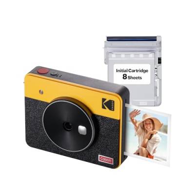 KODAK Mini Shot 3 Retro 4PASS 2-in-1 Sofortbildkamera und Fotodrucker (7,6x7,6cm) + 8 Blatts, Gelb von KODAK