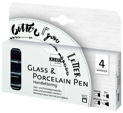 KREUL Glass & Porcelain Pen Handlettering, 4er-Set von KREUL