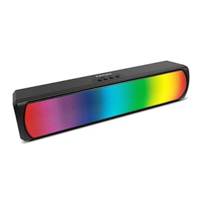 KROM K-POP- Soundbar 2x3 RMS, Stereo-Sound, Bluetooth, TF-Kartensteckplatz, RGB-LED, USB, AUX-Anschluss 3,5 mm Klinke, Größe 280 x 59 x 60 mm, Farbe Schwarz von KROM