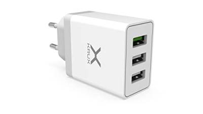 KRUX Ladegerät 3× USB; QC 3.0; 30W, schnelles USB-Laden, Möglichkeit zum gleichzeitigen Anschluss von DREI Geräten, 3 USB-Anschlüsse, KRX0065 von KRUX
