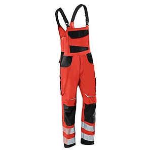 KÜBLER® unisex Warnschutz-Latzhose REFLECTIQ rot, schwarz Größe 64 von KÜBLER®