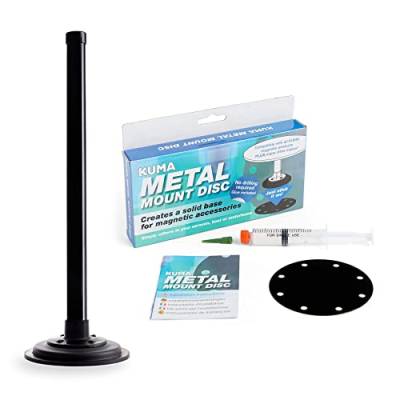 KUMA TV WiFi Antennen Masthalterung Magnet Befestigung mit Rostfrei Metall Montierscheibe und Wasserdichtem Kleber Kit für Loft Mast Flaggen Wohnwagen Wohnmobile LKW Boote – 300mm Schwarz von KUMA