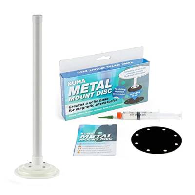 KUMA TV Wifi Antennen Masthalterung Magnet Befestigung mit Rostfrei Metall Montierscheibe und Wasserdichtem Kleber Kit für Loft Mast Flaggen Wohnwagen Wohnmobile LKW Boote – 300mm Weiß von KUMA