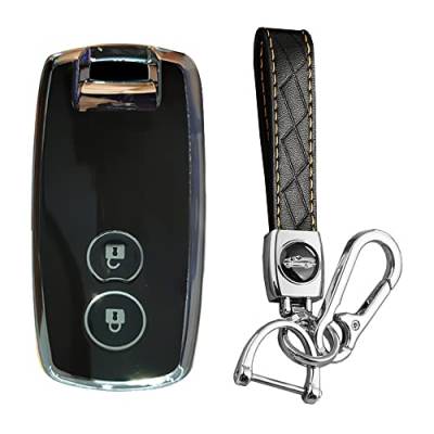 KUNIO Schlüsselhülle Passt für Suzuki SX4 S-Corss XL-7 Swift Grand Vitara Autoschlüssel Hülle TPU Schutzhülle Schlüsselcover Schlüsselanhänger 2 Tasten A Schwarz von KUNIO