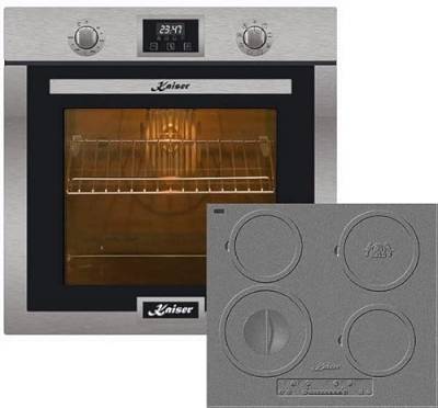 Kaiser Backofen-Set EH 6323 +KCT 6705 I Herd, Autark,Elektro Backofen,10 Funktionen, Pizza Funktion+Induktionskochfeld 60 cm, Einbau Herd, Design des Gusseisen-Kochfeldes von Kaiser