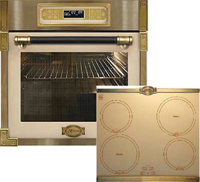 Kaiser Backofen-Set EH 6726 ElfAD+KCT 6395 IelfEm, Retro Einbau Backofen 80L Elfenbeinfarbiges Glas,Elektro-Backofen,Grill + Retro Induktionskochfeld, 60 cm, Metallplatten Bronze,Einbau Herd von Kaiser