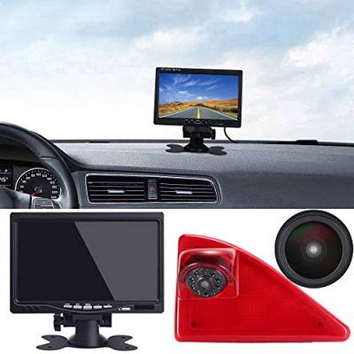 7 Zoll LCD Monitor+3rd Bremsleuchte Kamera Bremslicht Rückfahrkamera 720P Einparkhilfe Wasserdicht 170 Grad Einparkkamera Rückfahrsystem Ersatz für Opel/Vauxhall Movano/Renault Master/Nissan NV400 von Kalakus