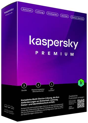 Kaspersky Premium Total Security Jahreslizenz, 3 Lizenzen Windows, Mac, Android, iOS Antivirus von Kaspersky