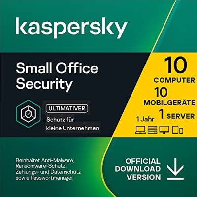 Kaspersky Small Office Security | 10 Geräte 10 Mobil 1 Server | 1 Jahr | Windows/Mac/Android/WinServer | für kleine Unternehmen | Aktivierungscode per Email von Kaspersky