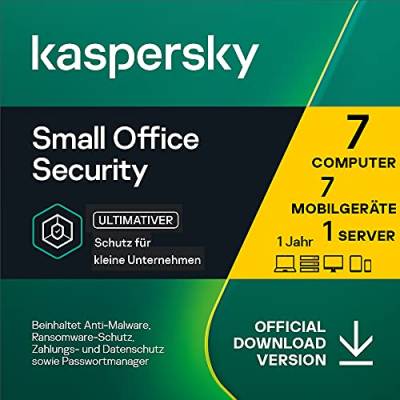 Kaspersky Small Office Security | 7 Geräte 7 Mobil 1 Server | 1 Jahr | Windows/Mac/Android/WinServer | für kleine Unternehmen | Aktivierungscode per Email von Kaspersky