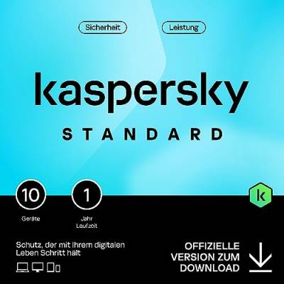 Kaspersky Standard Anti-Virus 2024 | 10 Geräte| 1 Jahr | Umfassender Schutz | Online-Banking Schutz | Leistungsoptimierung | PC/Mac/Mobile | Aktivierungscode per Email von Kaspersky