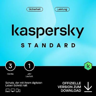 Kaspersky Standard Anti-Virus 2024 | 3 Geräte | 1 Jahr | Umfassender Schutz | Online-Banking Schutz | Leistungsoptimierung | PC/Mac/Mobile | Aktivierungscode per Email von Kaspersky