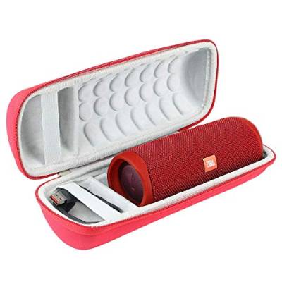 Khanka Hart Tasche Schutzhülle für JBL Flip 6 Flip 5 Bluetooth Box tragbarer Lautsprecher and für Zubehör. (Rot Äußeres, weiß Inneres) von Khanka