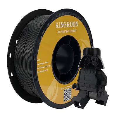 Kingroon Filament, PLA Filament 1,75,Filament 1.75 PLA,PLA Filament für 3D-Drucker, 1 kg Spule (2,2 lbs), 3D-Drucker-Filament PLA Präzision +/- 0,03 mm, Filament 1,75 PLA Schwarz von Kingroon
