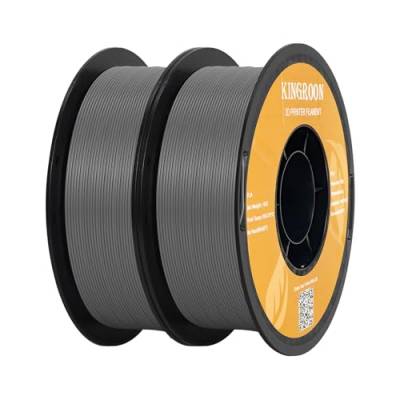 Kingroon PLA, PLA-Filament 1,75 mm, 2 kg PLA-Filament für 3D-Drucker, Maßgenauigkeit +/- 0,03 mm, Spule (4,4 lbs), Grau+Grau PLA-Filament von Kingroon