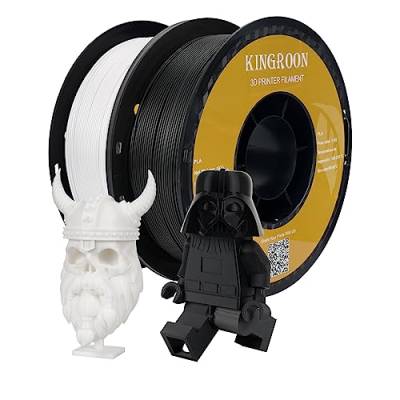 Kingroon PLA, PLA-Filament 1,75 mm, 2 kg PLA-Filament für 3D-Drucker, Maßgenauigkeit +/- 0,03 mm, Spule (4,4 lbs), Schwarz+Weiß PLA-Filament von Kingroon