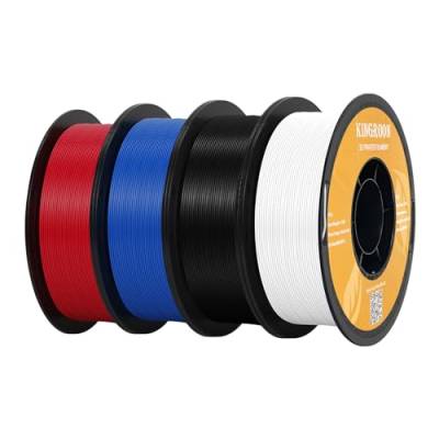 Kingroon PLA Filament,PLA Filament 1.75,3D Drucker Filament Maßgenauigkeit +/- 0,03 mm, 1-kg-Spule (2,2 lbs), PLA 4 kg Filament PLA Schwarz+Weiß+Rot+Blau Filament-3D-Druck Materialien von Kingroon