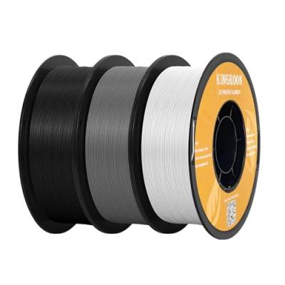 Kingroon PLA Filament,PLA Filament 1.75 für 3D-Drucker, Maßgenauigkeit +/- 0,03 mm, 3-kg-Spule (6,6 lbs), 1,75 mm,PLA Filament 1.75 1kg bundle Schwarz+Grau+Weiß von Kingroon