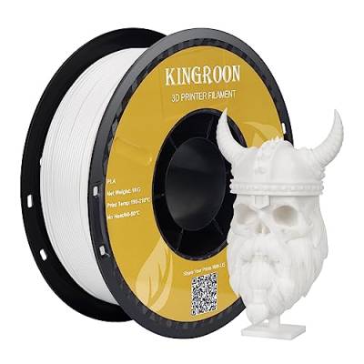 Kingroon PLA-Filament weiß 1,75 mm für 3D-Drucker, Maßgenauigkeit +/- 0,03 mm, 1-kg-Spule (2,2 lbs) von Kingroon