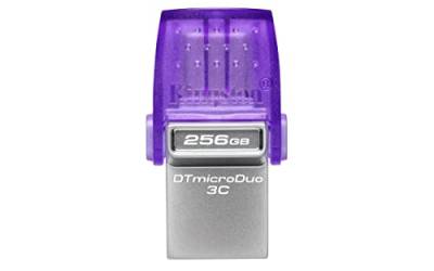 Kingston DataTraveler microDuo 3C USB-Stick 256GB USB Gen 3 Type-C und Type-A - DTDUO3CG3/256GB, Lila + Silber von Kingston