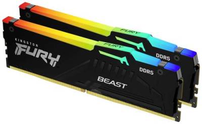 Kingston FURY Beast RGB PC-Arbeitsspeicher Kit DDR5 16GB 2 x 8GB Non-ECC 5200MHz 288pin DIMM CL40 KF von Kingston