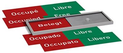 Madrid Silver Line Frei-/Belegt Anzeige mehrsprachig 50x150mm Set | Büro Frei- Besetzt | für Türschild Büroschild von König Werbeanlagen