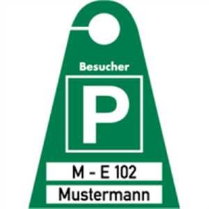 Parkausweis Besucher mit Parkplatzzeichen zur Selbstbeschriftung PVC 16,5x12cm von König Werbeanlagen
