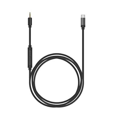 Koss Utility Cord USB-C Kabel, Works Utility Series System, Inline-Mikrofon und Fernbedienung, eingebauter 24-Bit/96kHz DAC, Schwarz von Koss