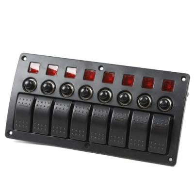 8 Gang LED Schaltpanel Schalter Schalttafel DC12V/24V 6 Schalter für Autos Boote Truck Yachten120-260W von Kozivmo