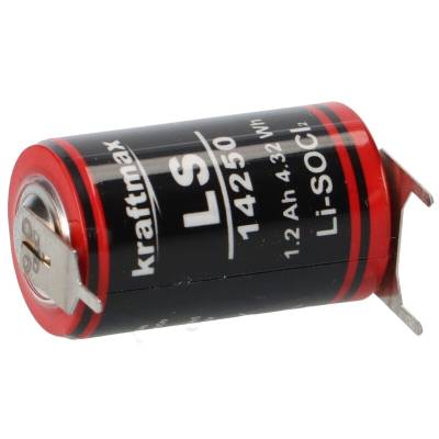 Kraftmax Li 3,6V Batterie mit Pins - -/+ LS14250 1/2 AA von Kraftmax