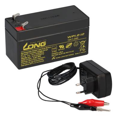 AGM BLEI AKKU BATTERIE 12V 1,2Ah + LADEGERÄT von KungLong