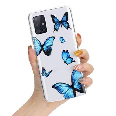 L-FADNUT Klar Hülle mit Schmetterlings Druck für Samsung Galaxy S9 Plus Niedliche Druck des Schmetterlings Klar Silikon TPU Stoßfest Mädchen Handyhülle für Samsung Galaxy S9 Plus, Blau von L-FADNUT