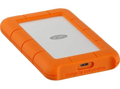 LACIE Rugged USB-C Festplatte, 1 TB HDD, 2,5 Zoll, extern, Silber/Orange von LACIE