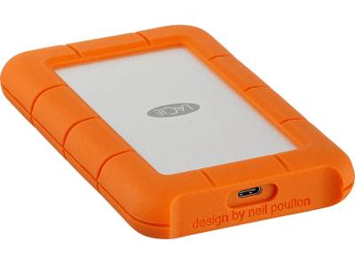 LACIE Rugged USB-C Festplatte, 4 TB HDD, 2,5 Zoll, extern, Silber/Orange von LACIE