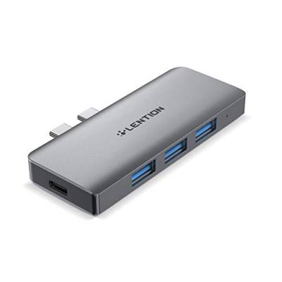 LENTION 6-in-1-USB-C-Hub mit 1 USB-C (100 W PD + 40 Gbit/s-Daten), 3 kompatiblen USB 3.0- und SD/Micro Kartenleser 2016-2020 MacBook Pro, Neuer Mac Air (CS62, Space Grau) von LENTION