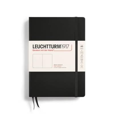 LEUCHTTURM1917 311333 Notizbuch Medium (A5), Hardcover, 251 nummerierte Seiten, Schwarz, blanko von LEUCHTTURM1917