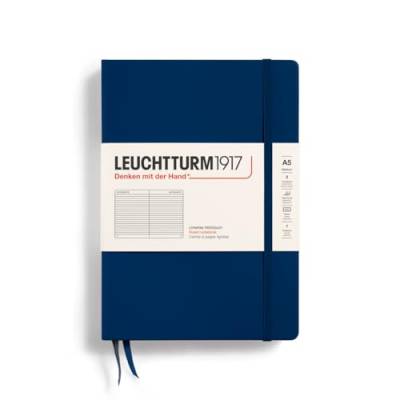 LEUCHTTURM1917 342922 Notizbuch Medium (A5), Hardcover, 251 nummerierte Seiten, Marine, liniert von LEUCHTTURM1917