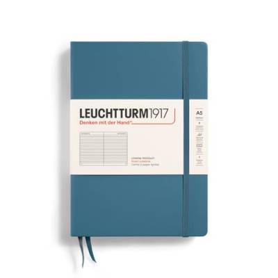 LEUCHTTURM1917 363335 Notizbuch Medium (A5), Hardcover, 251 nummerierte Seiten, Stone Blue, liniert von LEUCHTTURM1917