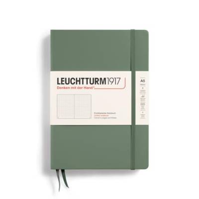 LEUCHTTURM1917 365489 Notizbuch Medium (A5), Hardcover, 251 nummerierte Seiten, Olive, dotted von LEUCHTTURM1917