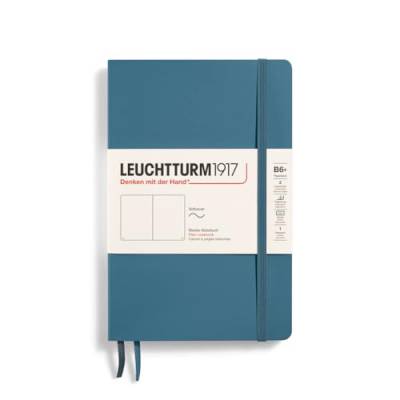 LEUCHTTURM1917 365642 Notizbuch Paperback (B6+), Softcover, 123 nummerierte Seiten, Stone Blue, Blanko von LEUCHTTURM1917