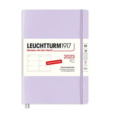 LEUCHTTURM1917 365745 Wochenkalender, Softcover, 12 Monate, Lilac, Medium (A5) 2023 von LEUCHTTURM1917