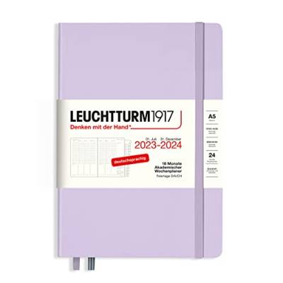 LEUCHTTURM1917 367548 Akademischer Wochenplaner Medium (A5) 2024, 18 Monate, Lilac, Deutsch von LEUCHTTURM1917