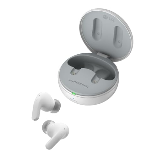 LG TONE Free DT90Q In-Ear Bluetooth Kopfhörer mit Dolby Atmos-Sound, MERIDIAN-Technologie, ANC (Active Noise Cancellation), UVnano & IPX4-Spritzwasserschutz - Weiß von LG Electronics