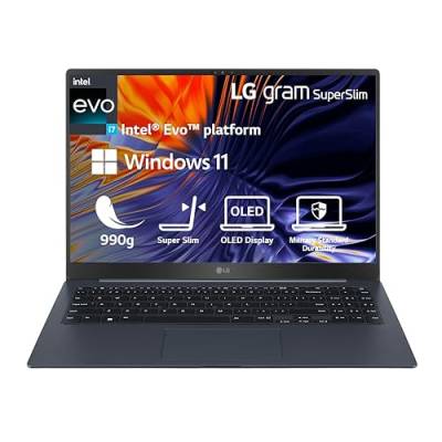 LG gram SuperSlim (2023) | 15" OLED Full-HD Thunderbolt 4 Ultralight Notebook 990g | Intel Core i7 | 16GB RAM | 1TB SSD | 16h Akkulaufzeit | Windows 11 Home | Mirametrix | Blau von LG Electronics