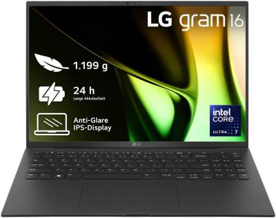 LG Gram 16 16Z90S-G.AA78G Ultralight Notebook (40,6 cm/16 Zoll, Intel Core Ultra 7 155H, ARC, 1000 GB SSD, 2024)" von LG