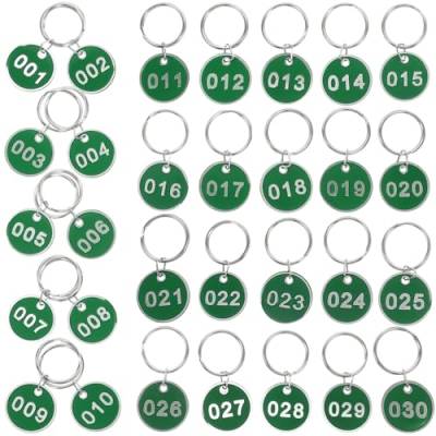 LIFKOME 30 Stück Nummern-Schlüsselanhänger 1–30 Buntes Aluminium-Metall Nummerierte Markierung Identifikation Hängeetikett Gepäcketiketten Ausweisetikett Mit Spaltringen Für von LIFKOME
