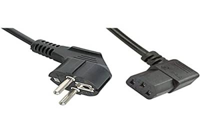 LINDY 30302 – Stromkabel, Schuko-Stecker gewinkelt auf Kaltgerätestecker IEC C13 gewinkelt, IEC 320, Netzkabel für PCs, Monitore, Drucker, maximale Spannung 250V (10A), Farbe schwarz, 3m von LINDY