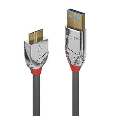 LINDY 36656 0, 5m USB 3.0 Typ A an Micro-B Kabel, Cromo Line Anthrazit von LINDY
