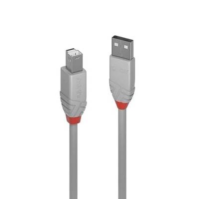 LINDY 36682 1m USB 2.0 Typ A an B Kabel, Anthra Line, Grau, Black, 1 m von LINDY