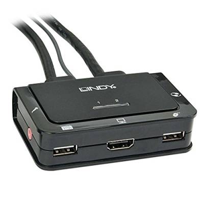 LINDY 42340 - HDMI KVM Switch Compact USB 2.0 Audio 2 Port, schwarz von LINDY